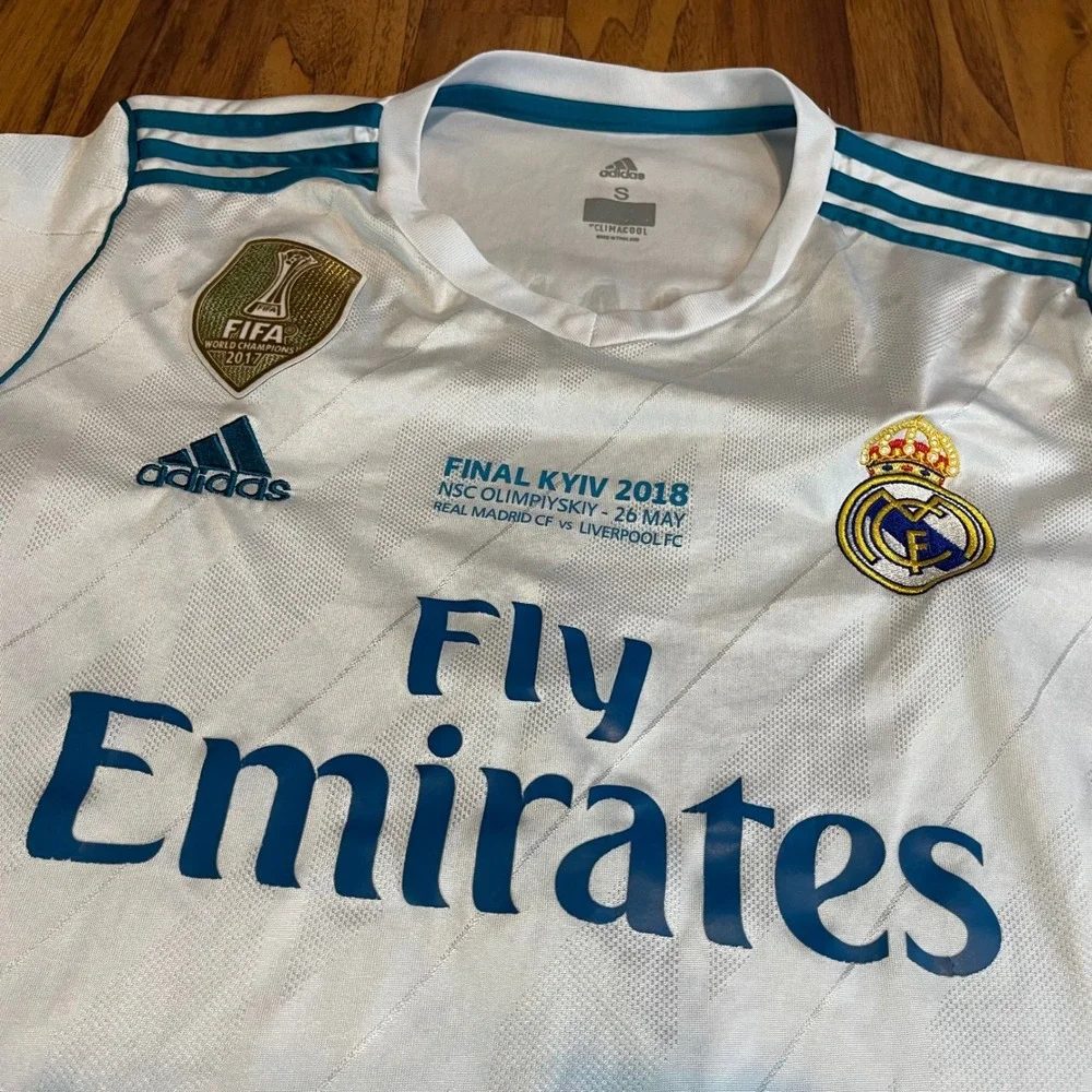 Adidas Real Madrid Ronaldo 7 Jersey Mens Small White 2018 Kyiv UCL Final Shirt